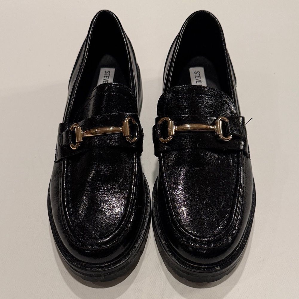 Steve Madden Black Flats with Gold Buckle